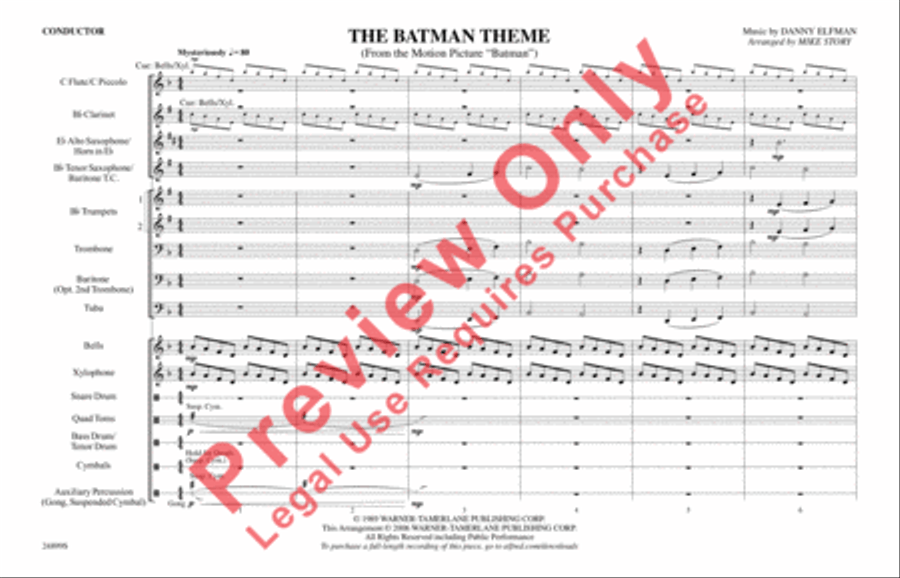 The Batman Theme (from Batman) Marching Band scores gallery preview page 2