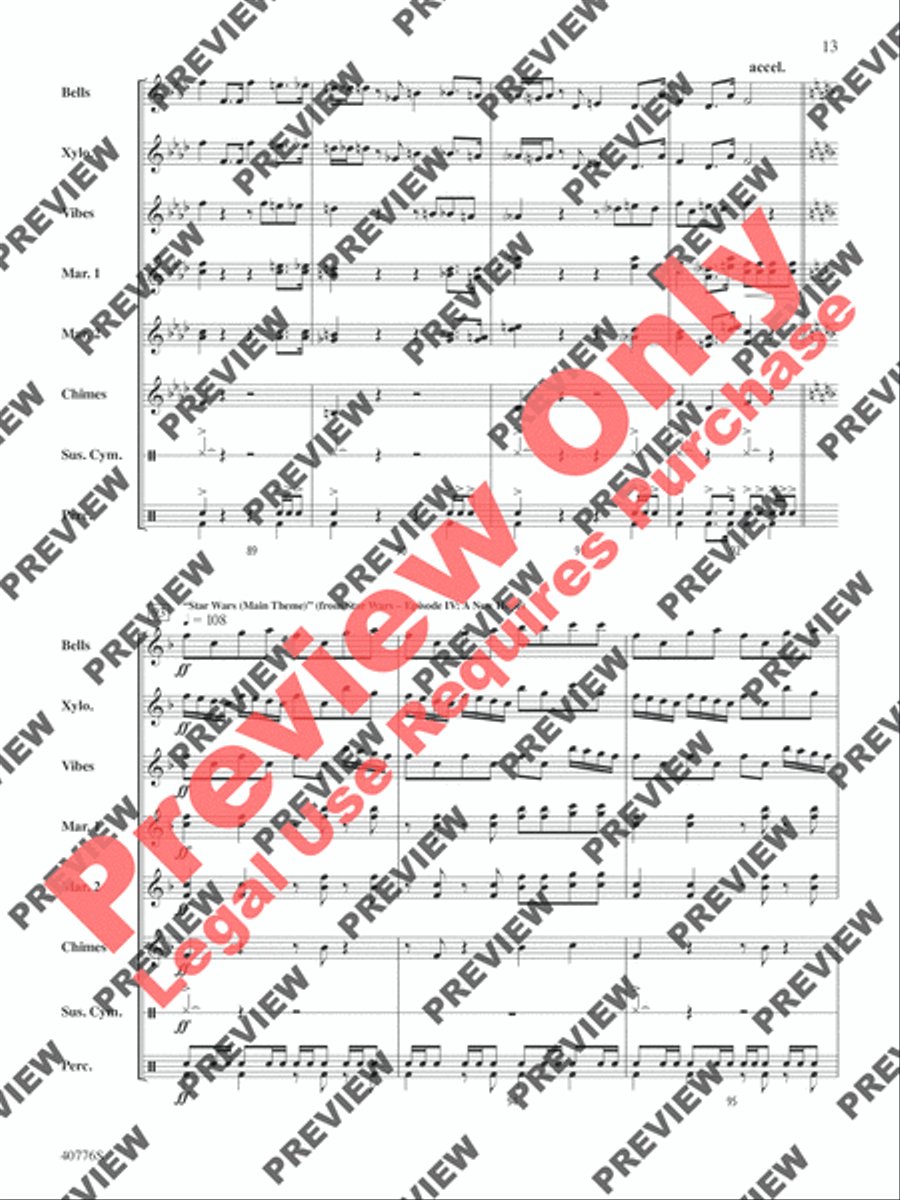 Star Wars Medley Star Wars Medley Percussion Ensemble scores gallery preview page 30