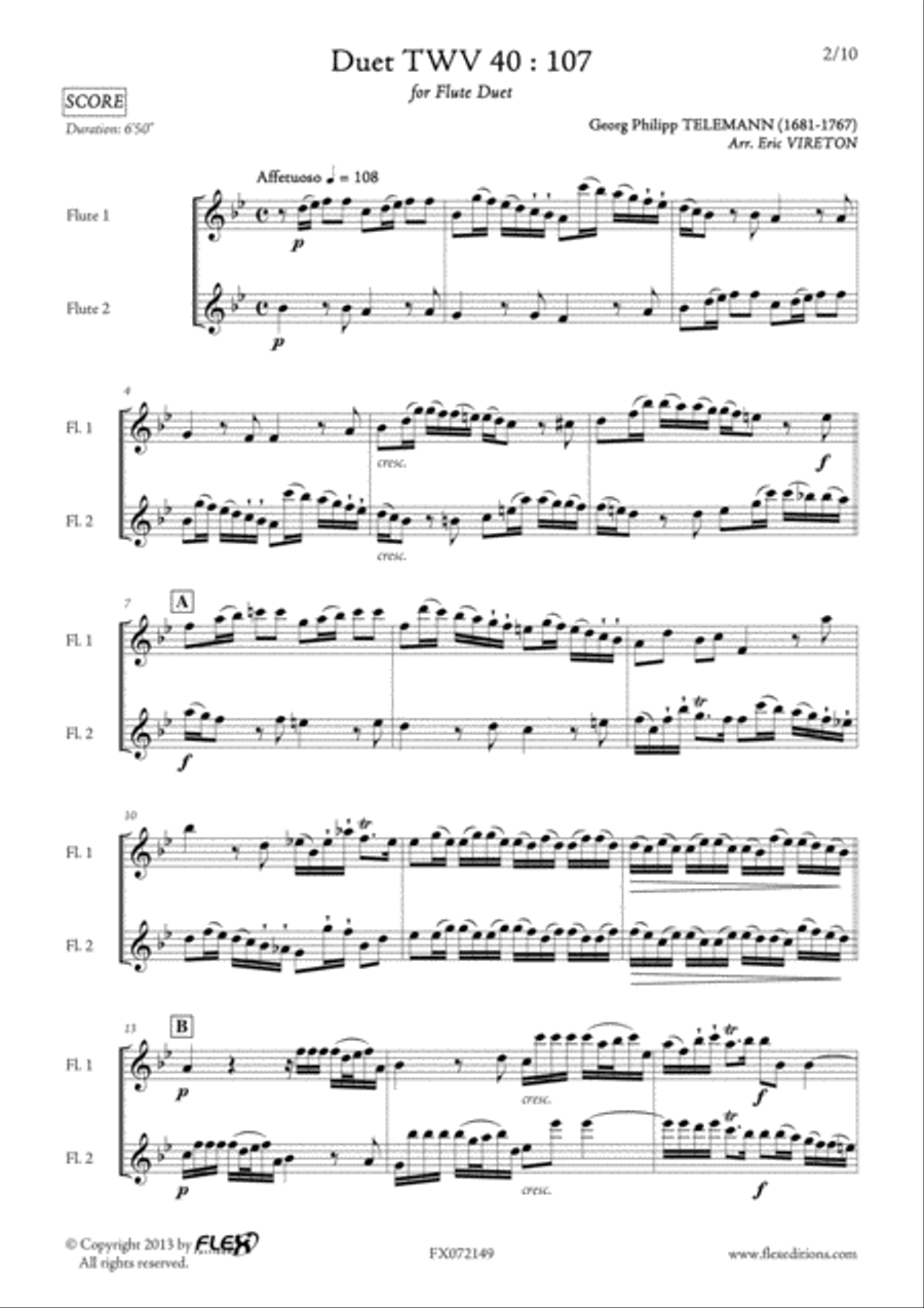 Duet TWV 40 : 107 Duet TWV 40 : 107 Flute Duet scores gallery preview page 2