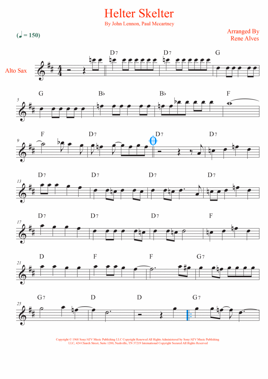 Helter Skelter Helter Skelter Alto Saxophone scores gallery preview page 1