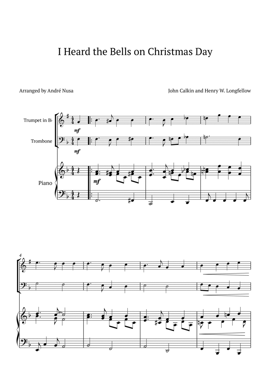 I Heard the Bells on Christmas Day Brass Duet scores gallery preview page 1