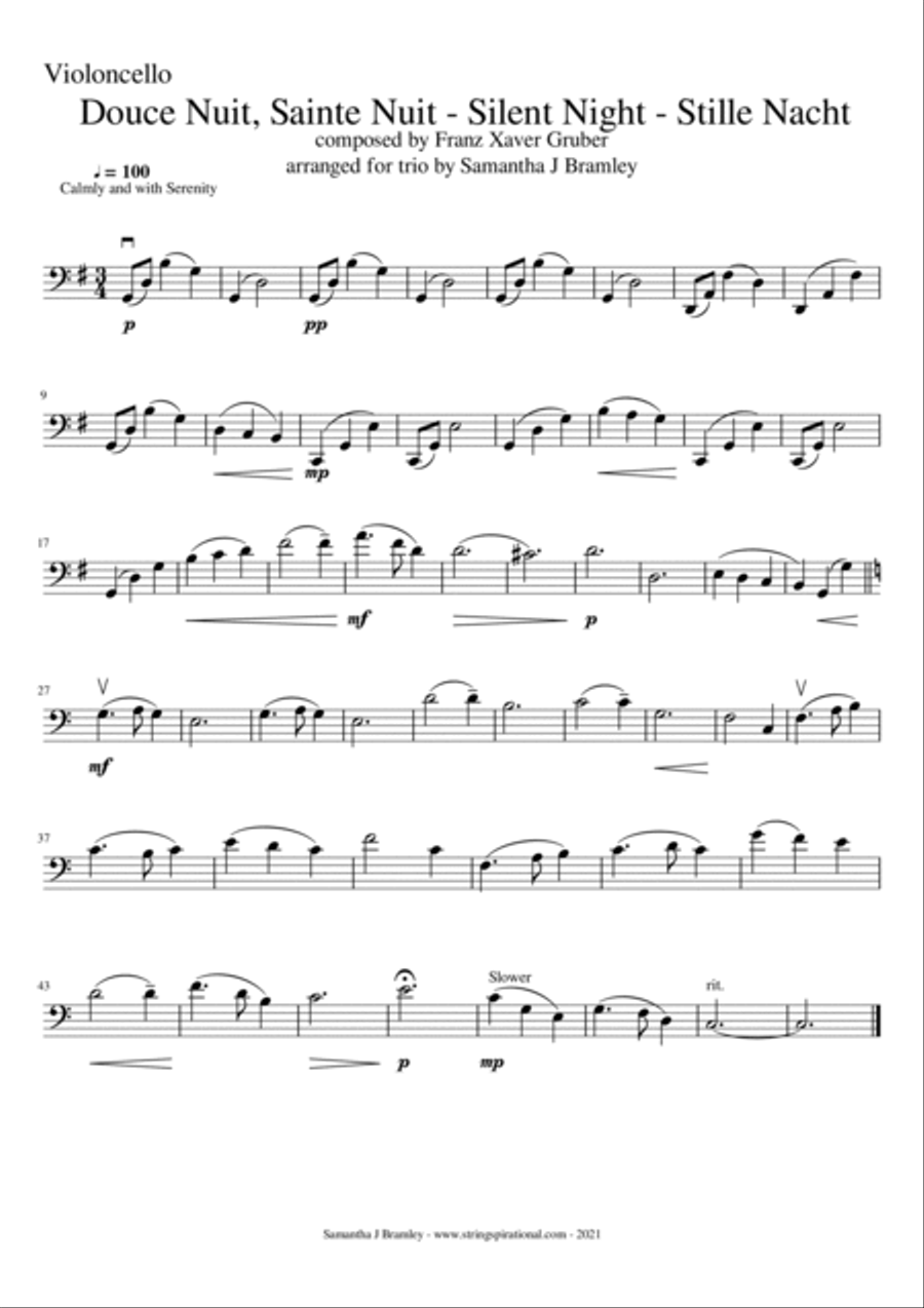 Silent Night - Stille Nacht - Douce Nuit (for String Trio) String Trio scores gallery preview page 4