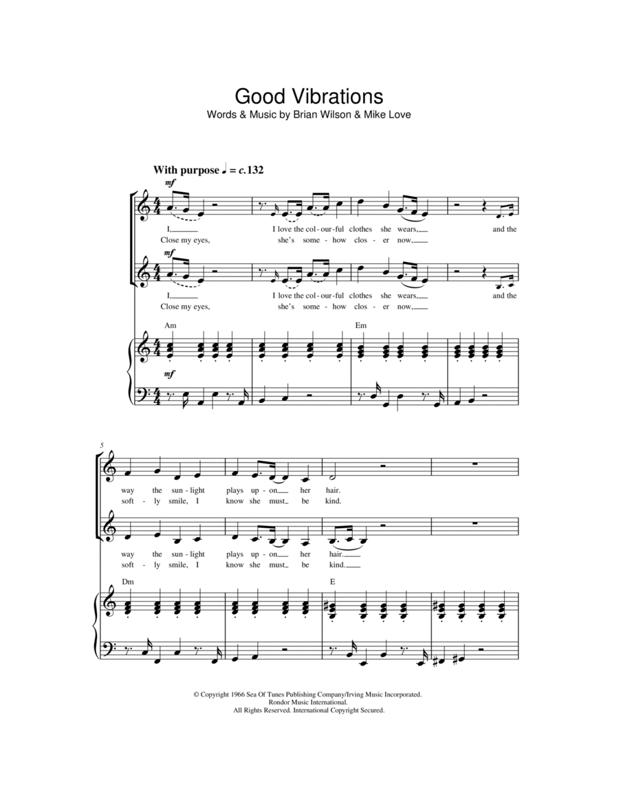 Good Vibrations Choir scores gallery preview page 1