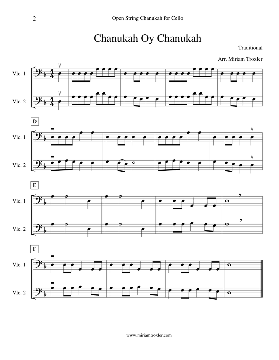 Open String Chanukah for Cello Cello Solo scores gallery preview page 2