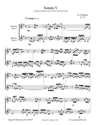 Handel: Sonata No. 5 for Baritone Horn Duo