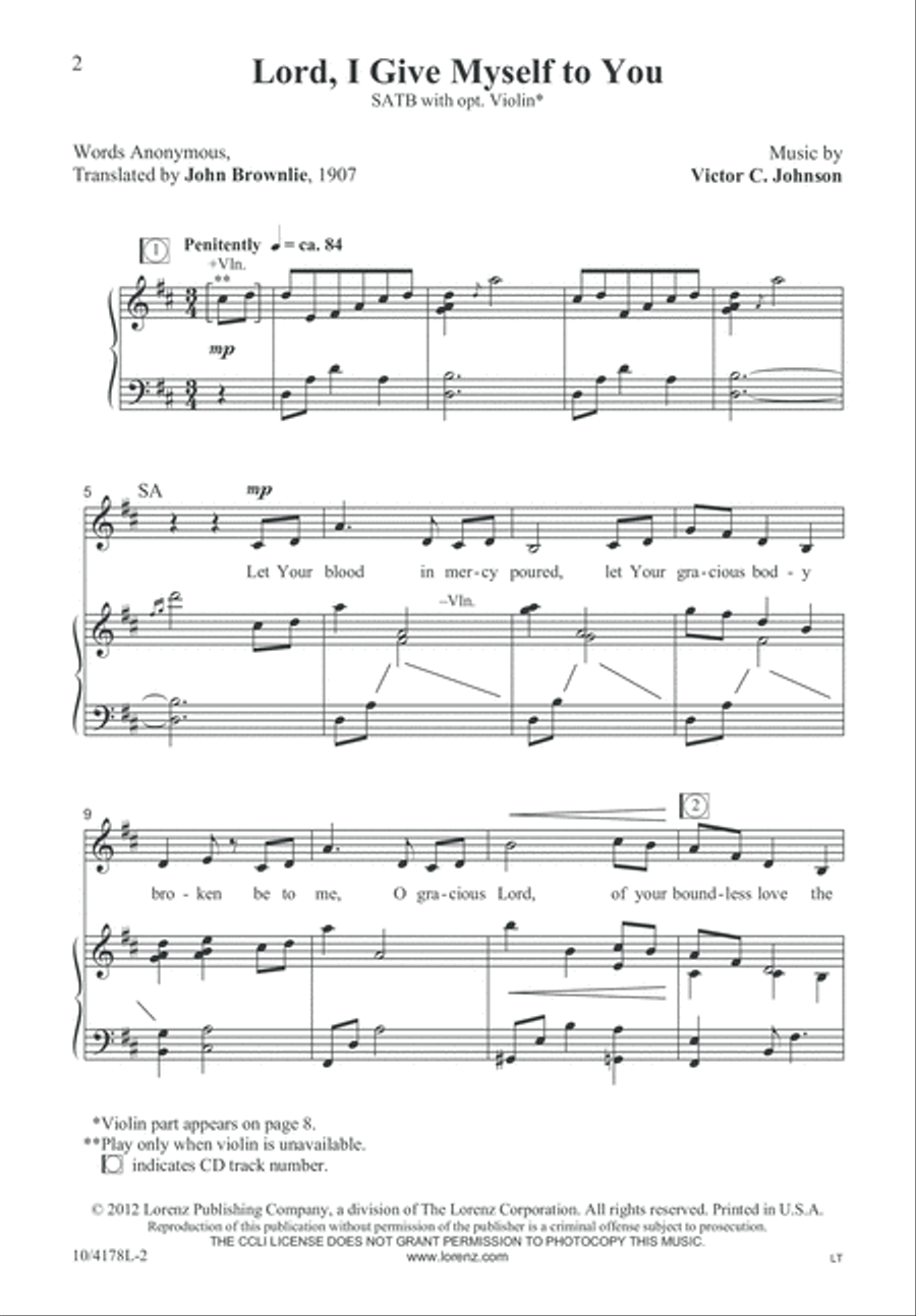 Lord, I Give Myself to You 4-Part scores gallery preview page 2