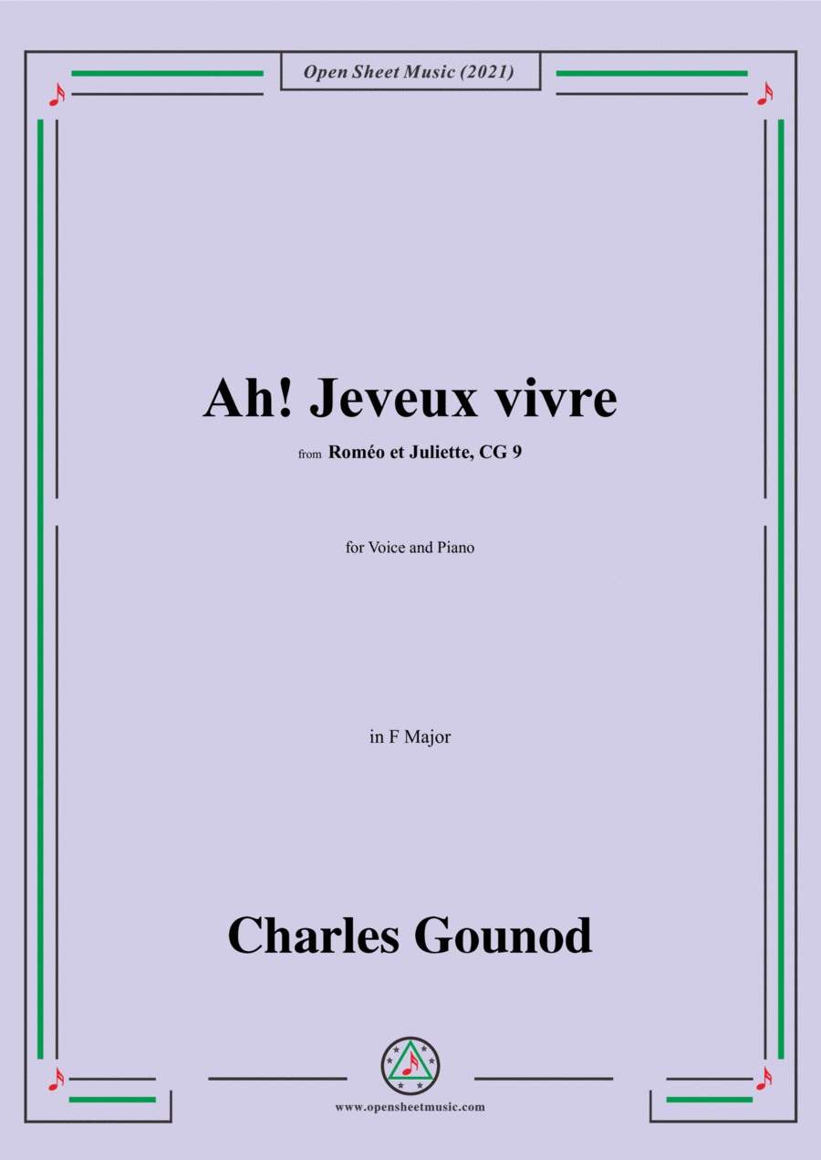 Gounod-Ah!Je veux vivre dans le reve qui m'enivre,from 'Roméo et Juliette,CG 9',Act I,in F Major,for Voice scores gallery preview page 1