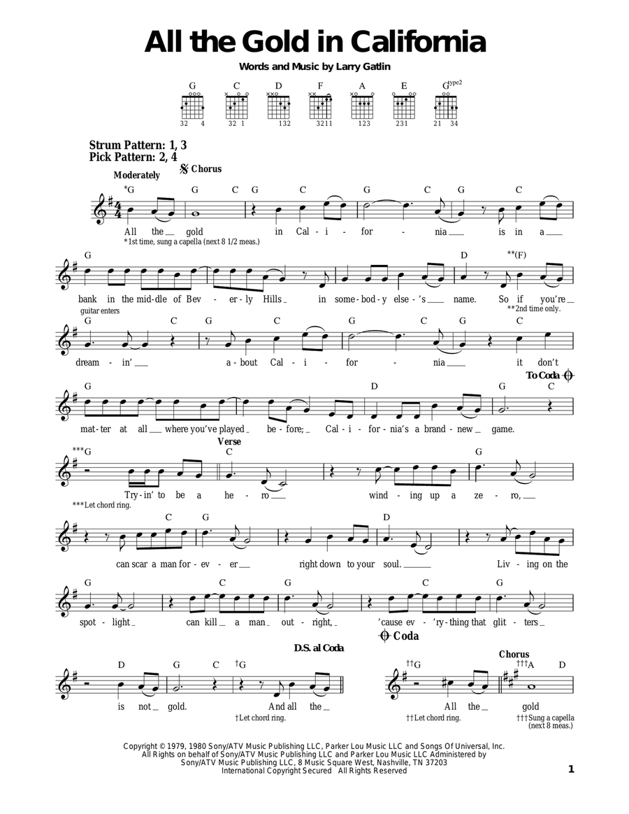 All The Gold In California Electric Guitar scores gallery preview page 1
