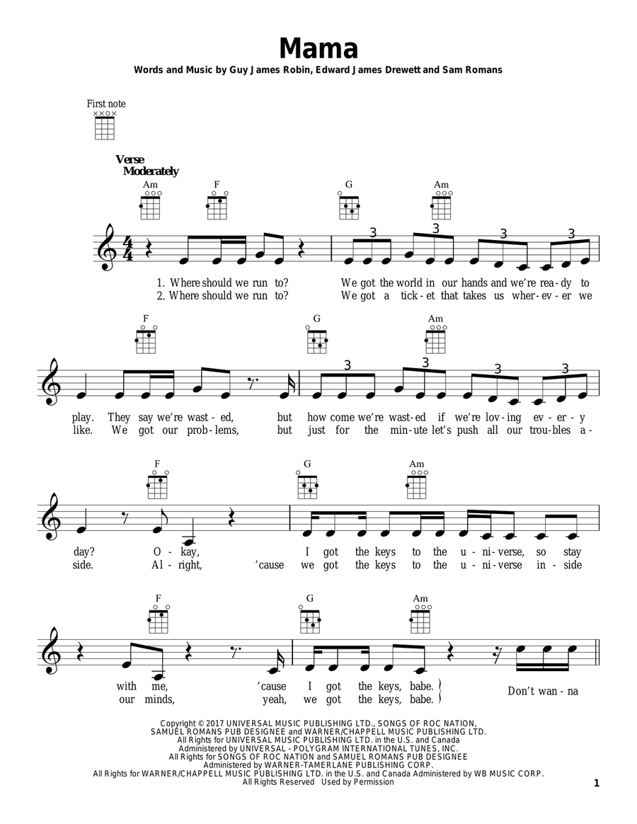 Mama Mama Ukulele scores gallery preview page 1