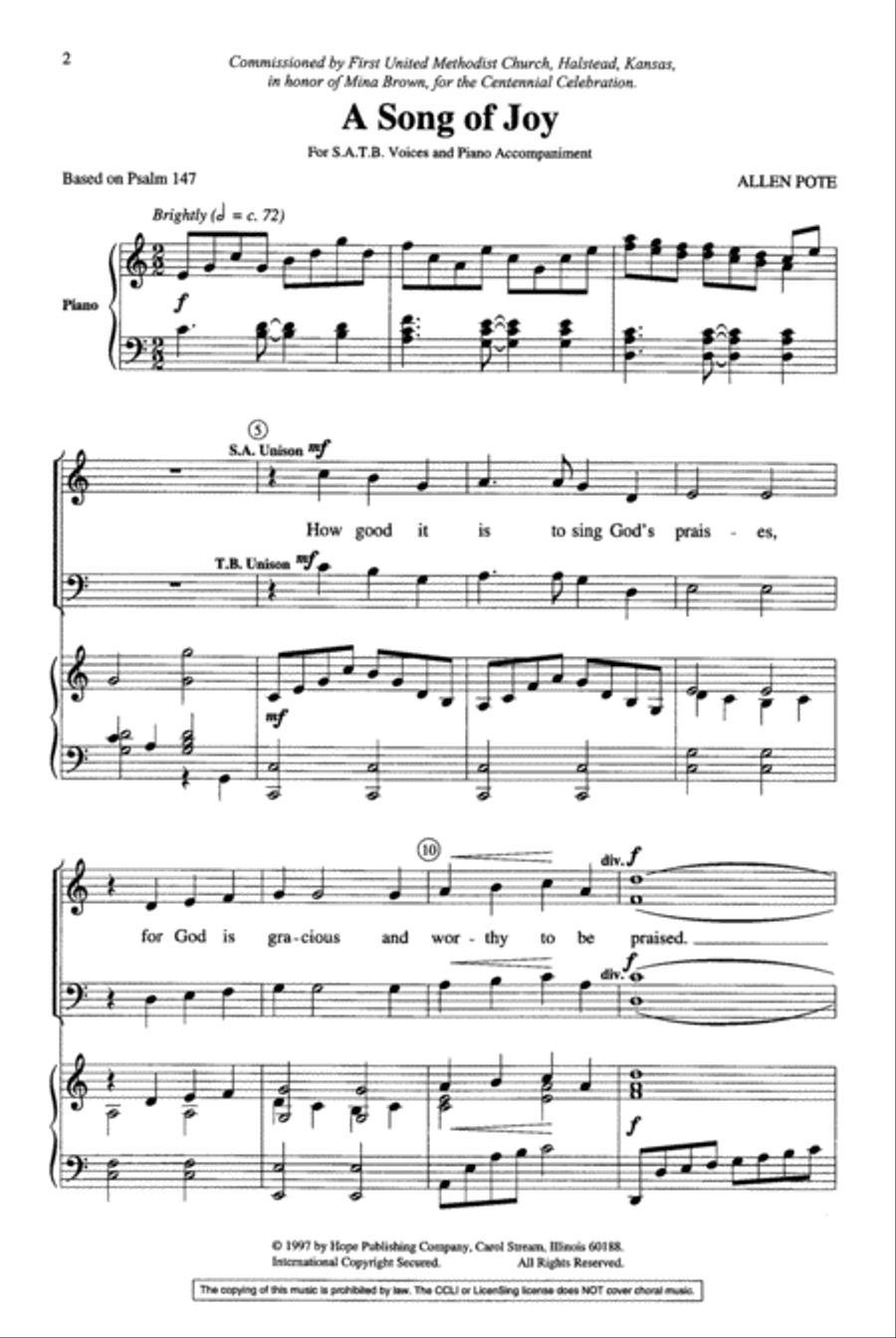 A Song of Joy 4-Part scores gallery preview page 2