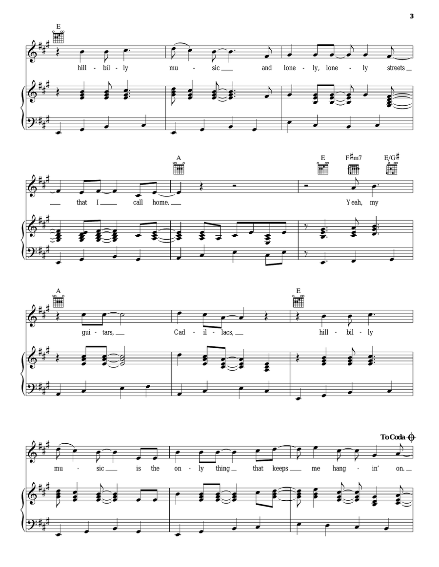 Guitars, Cadillacs Piano, Vocal, Guitar scores gallery preview page 3