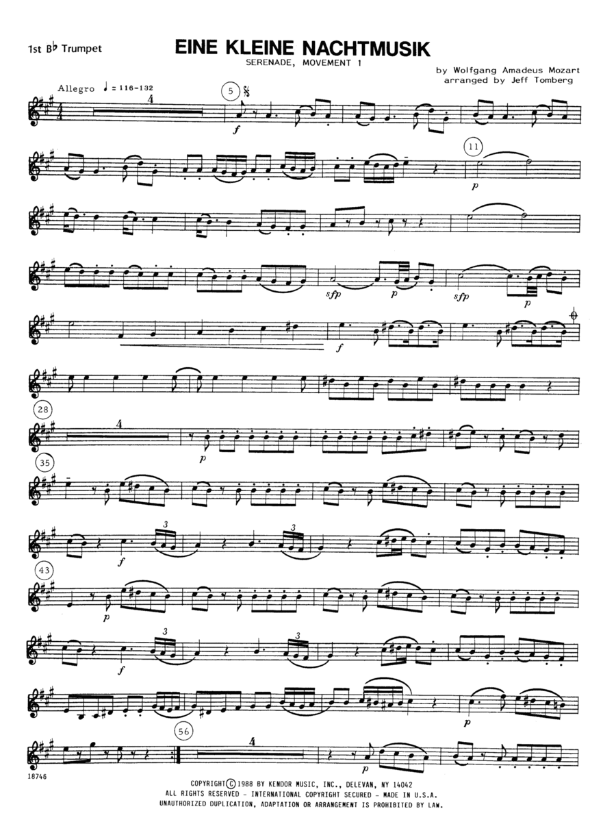 Eine Kleine Nachtmusik/Serenade (Mvt. 1) - 1st Bb Trumpet