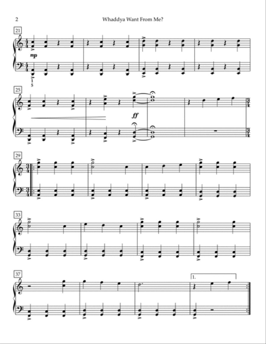 Whadda Ya Want from Me? Easy Piano scores gallery preview page 2