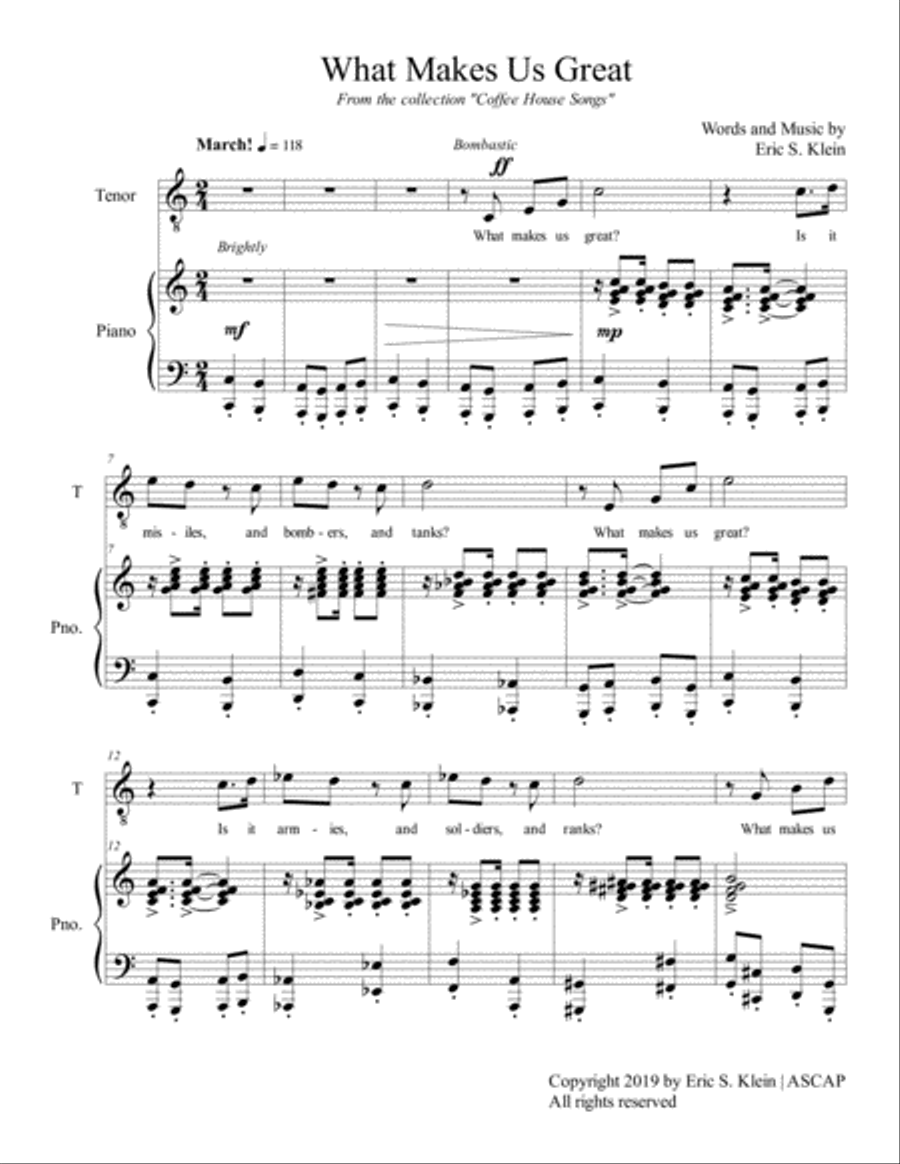 What Makes Us Great Tenor Voice scores gallery preview page 1