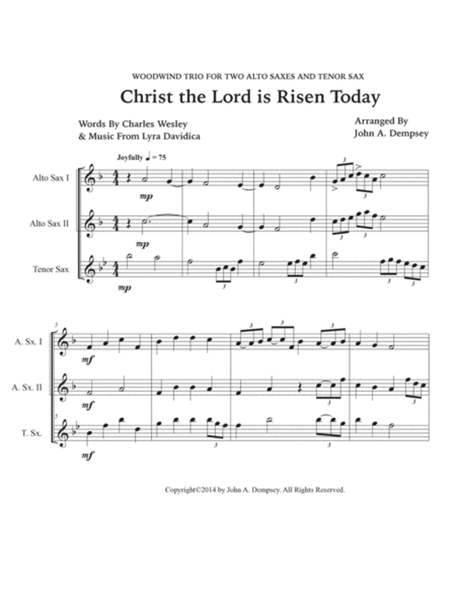 Christ the Lord is Risen Today (Sax Trio: AAT) image number null