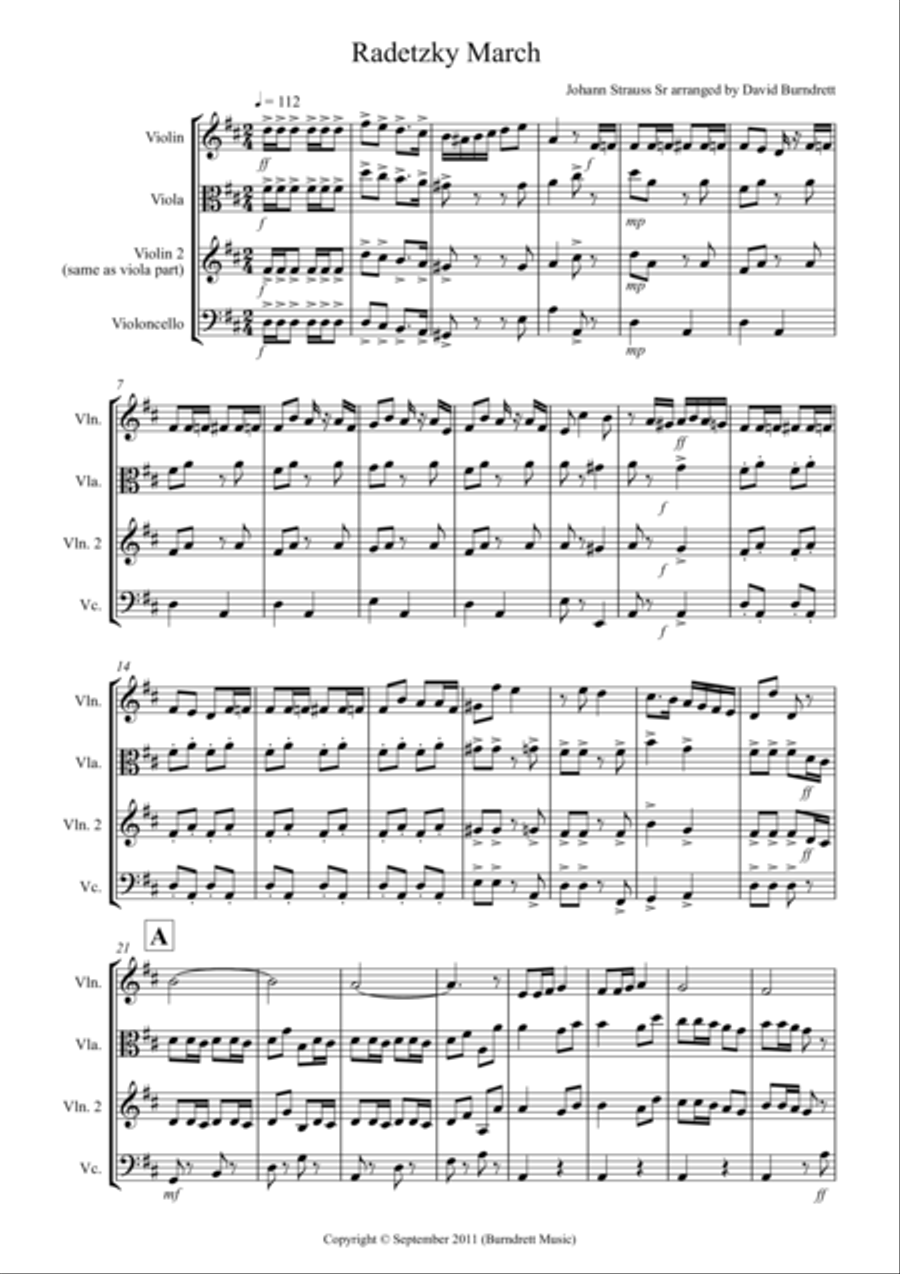 Radetzky March for String Trio String Trio scores gallery preview page 1