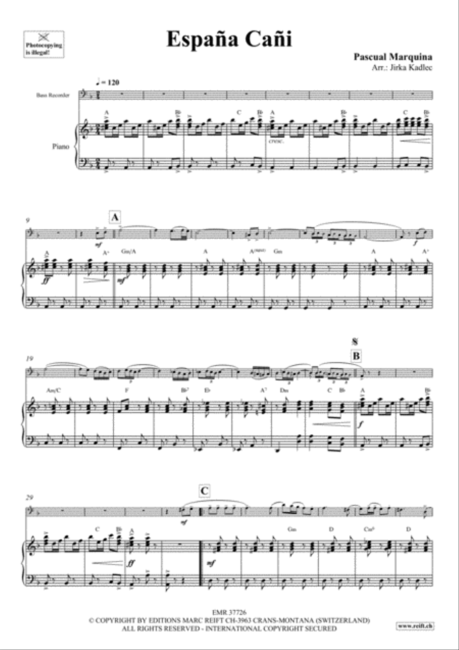 Espana Cani Espana Cani Bass Recorder scores gallery preview page 3