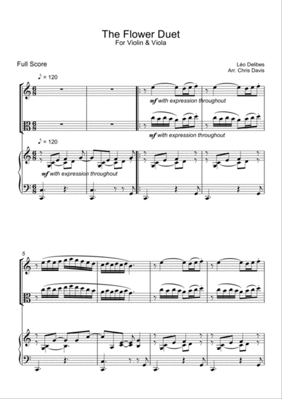 Delibes' Flower Duet String Duet scores gallery preview page 1