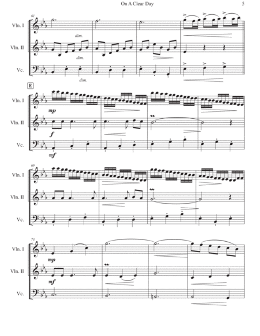 Kiki's Delivery Service (on A Clear Day) String Trio scores gallery preview page 6