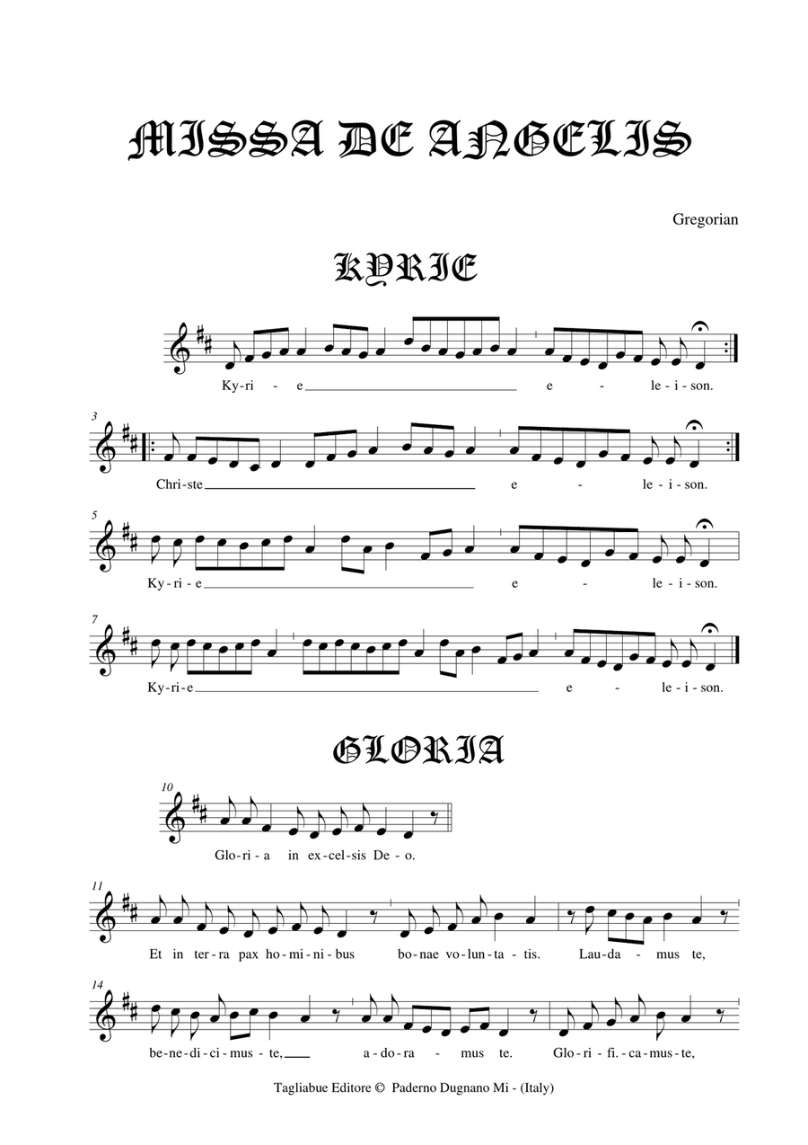 MISSA DE ANGELIS - Gregorian Unison Choir scores gallery preview page 2