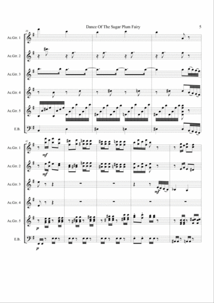 Dance of the Sugar Plum Fairy Guitar Ensemble scores gallery preview page 5