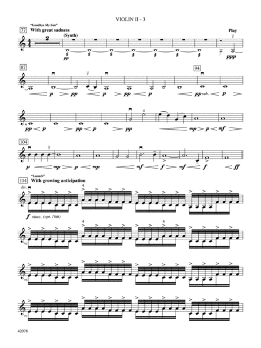 Man of Steel, Selections from: 2nd Violin Full Orchestra scores gallery preview page 3