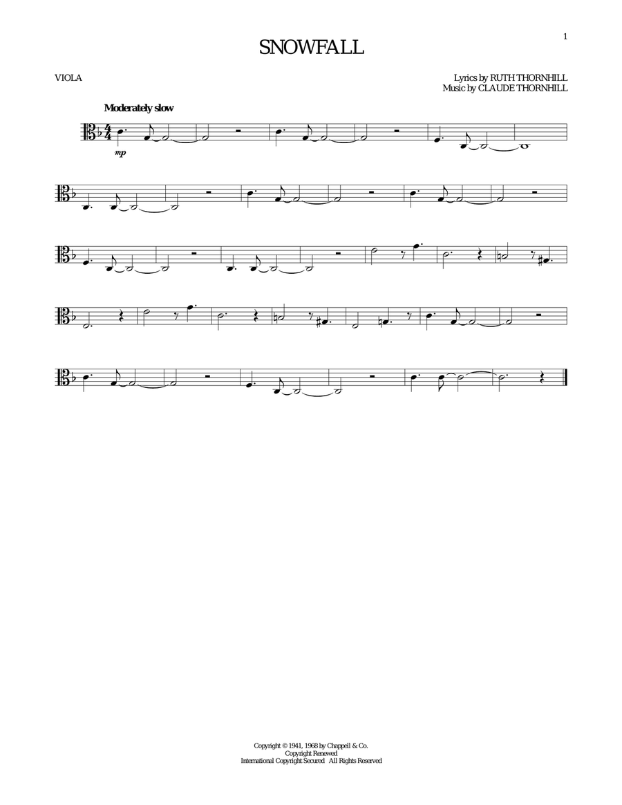 Snowfall Viola Solo scores gallery preview page 1