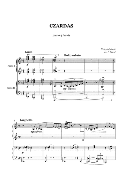 V. Monti - CZARDAS - 1 piano 4 hands - score and parts image number null