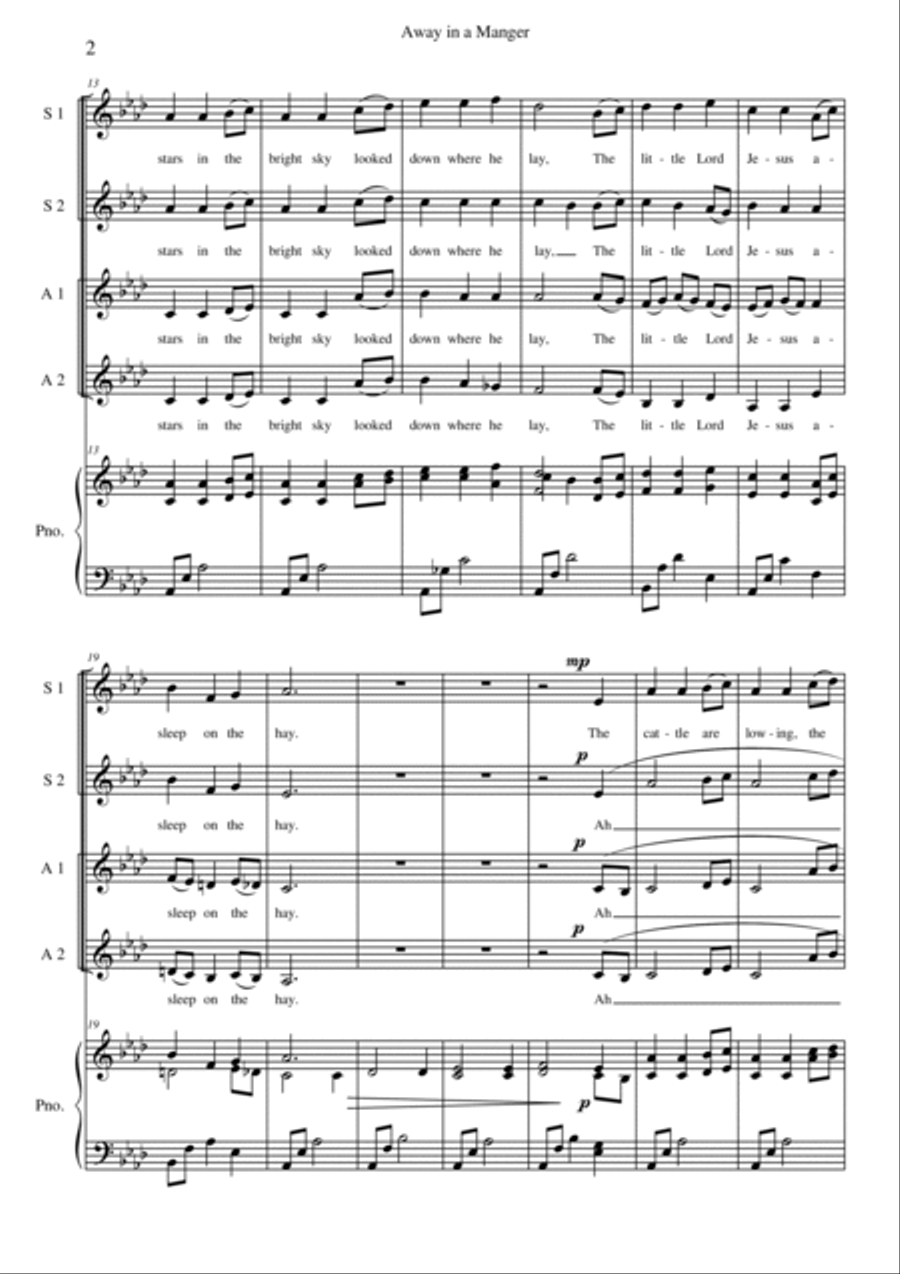 Away In A Manger SSAA Vocal Score SSAA scores gallery preview page 2
