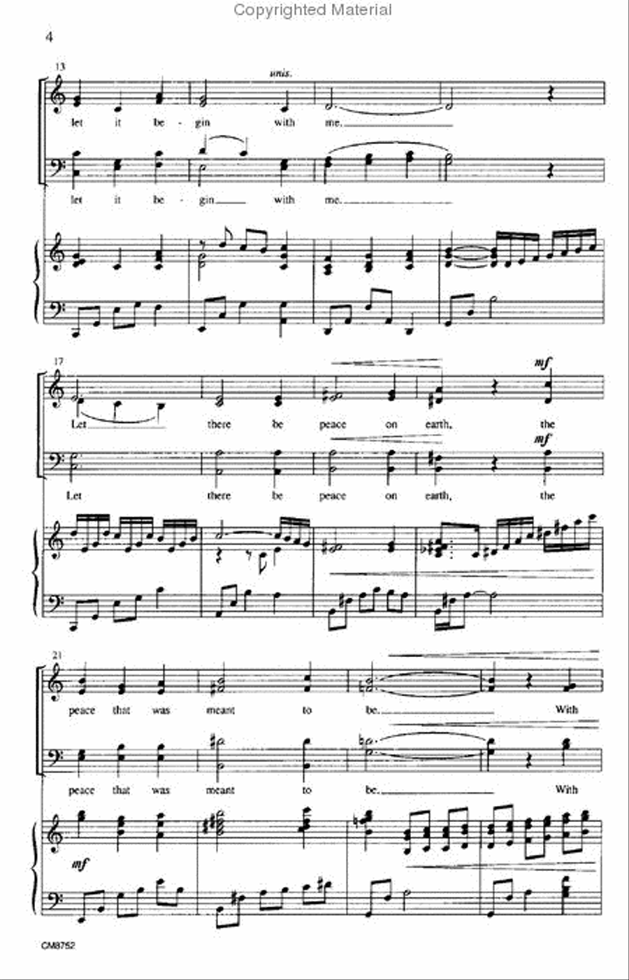 Let There Be Peace on Earth 4-Part scores gallery preview page 3