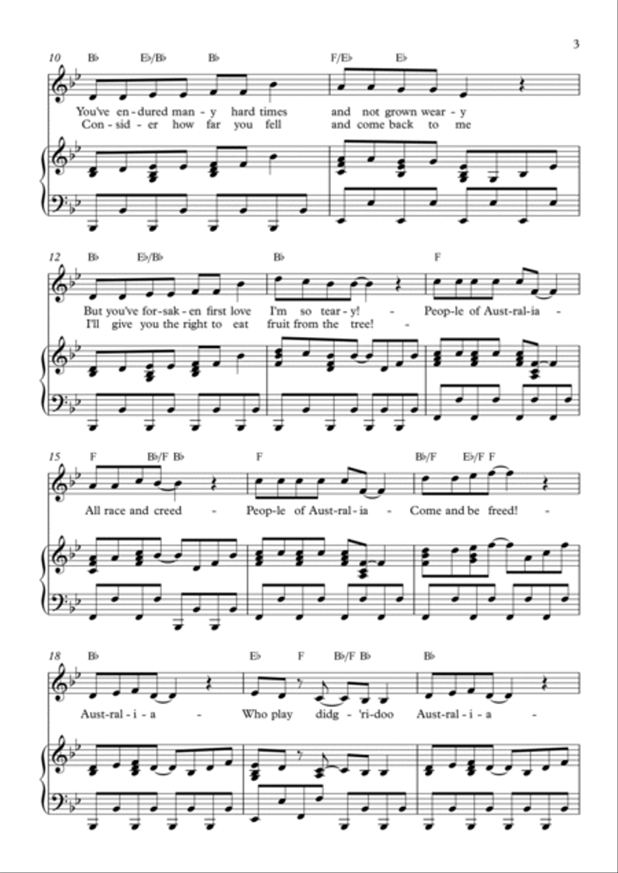 Australia Piano, Vocal, Guitar scores gallery preview page 3