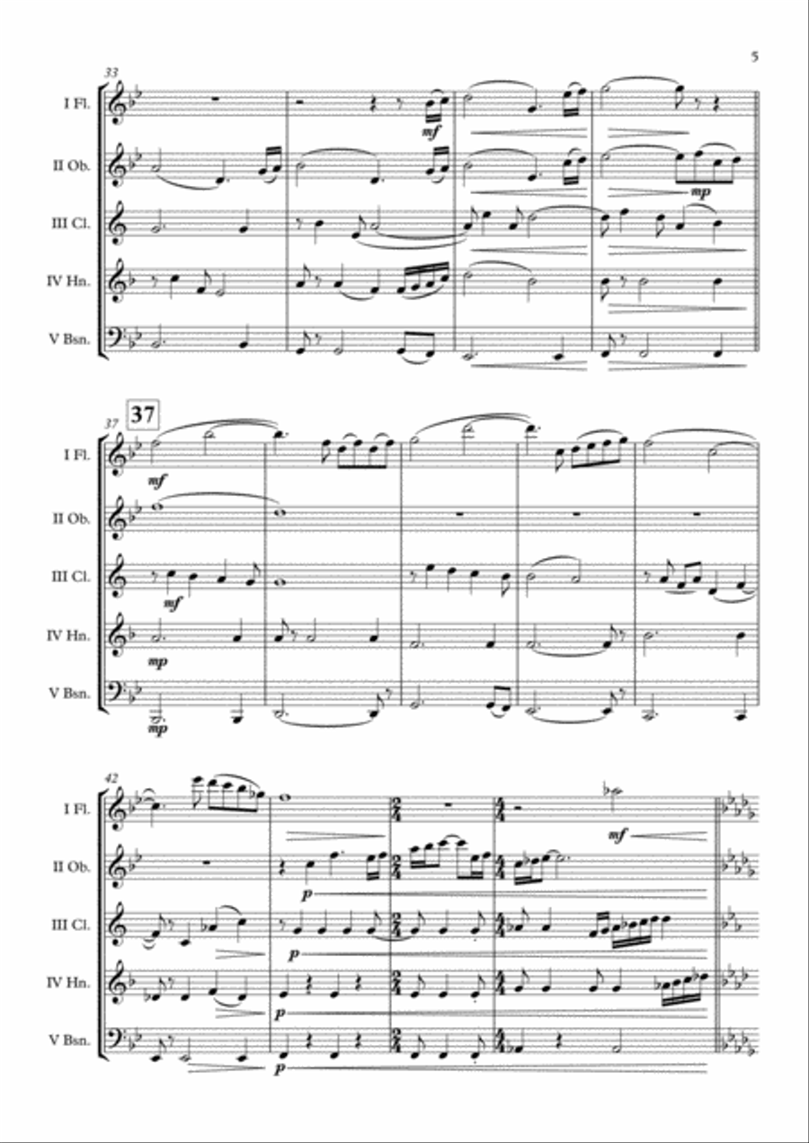 Out Of Africa End Title (you Are Karen) Woodwind Quintet scores gallery preview page 6