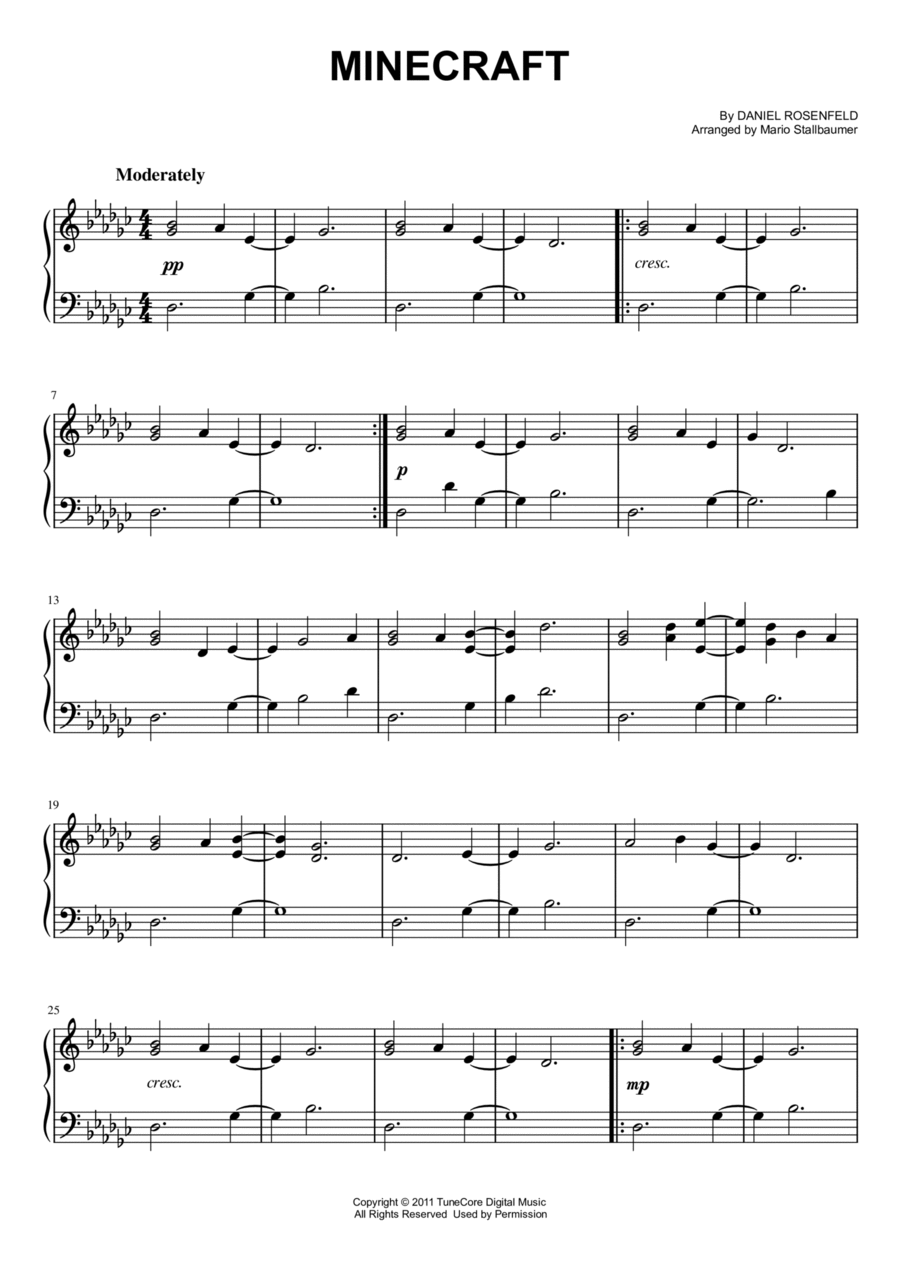 Minecraft by C418 Piano Solo Digital Sheet Music Sheet Music Plus