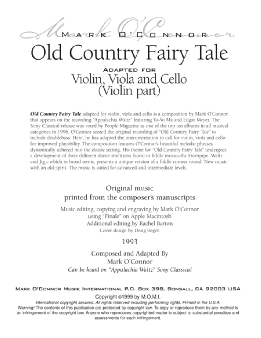 Old Country Fairy Tale (violin part - vln, vla, cel) String Trio scores gallery preview page 3