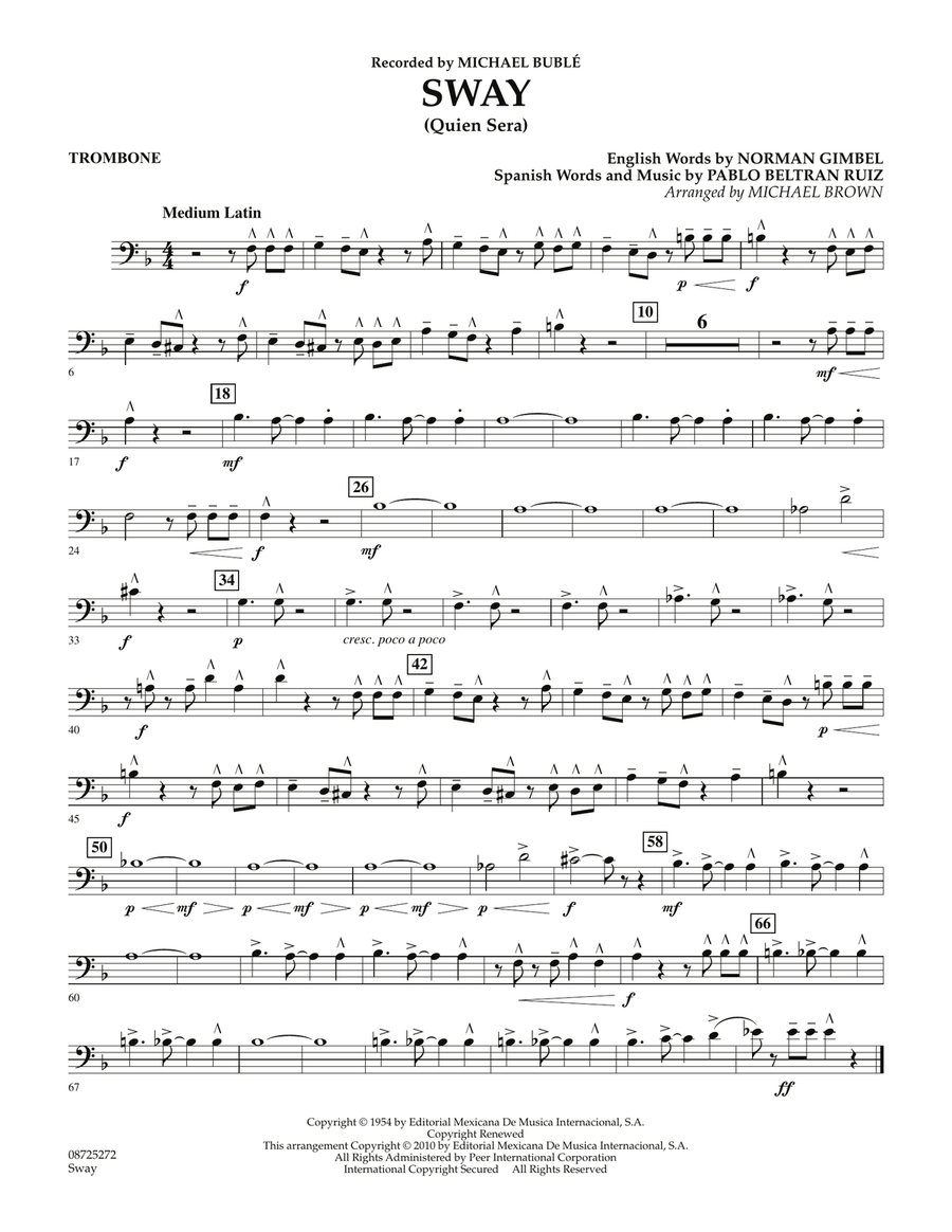 Sway (Quien Sera) - Trombone Concert Band scores gallery preview page 1