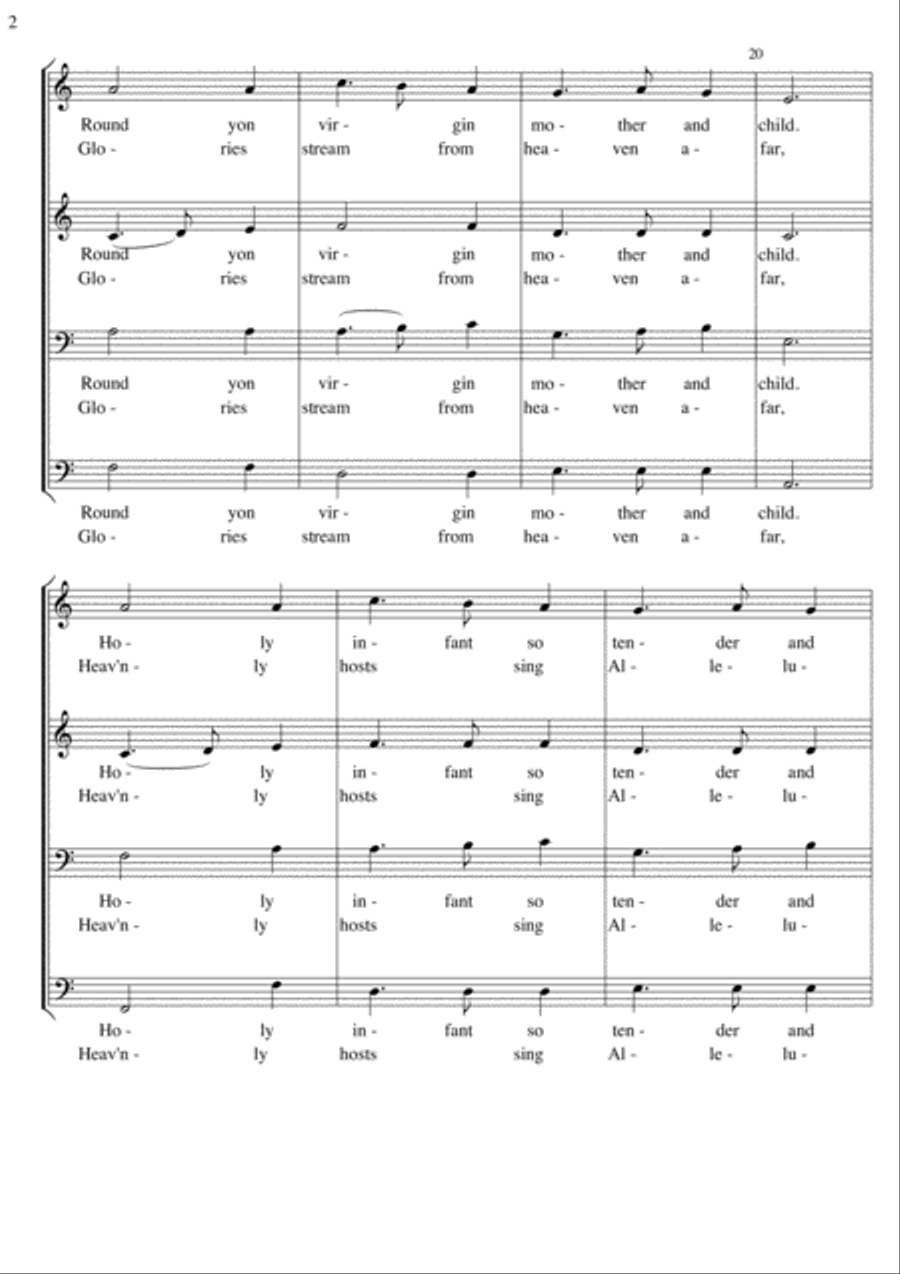 Silent Night for SATB Choir with Piano accompaniment and optional String Quartet/Orchestra and Perc. 4-Part scores gallery preview page 5