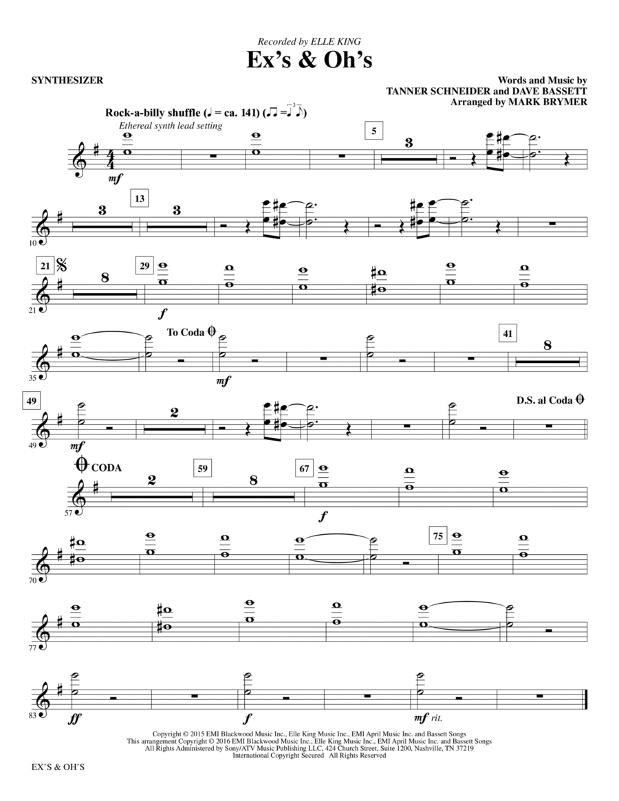 Ex's & Oh's - Synthesizer Choir scores gallery preview page 1