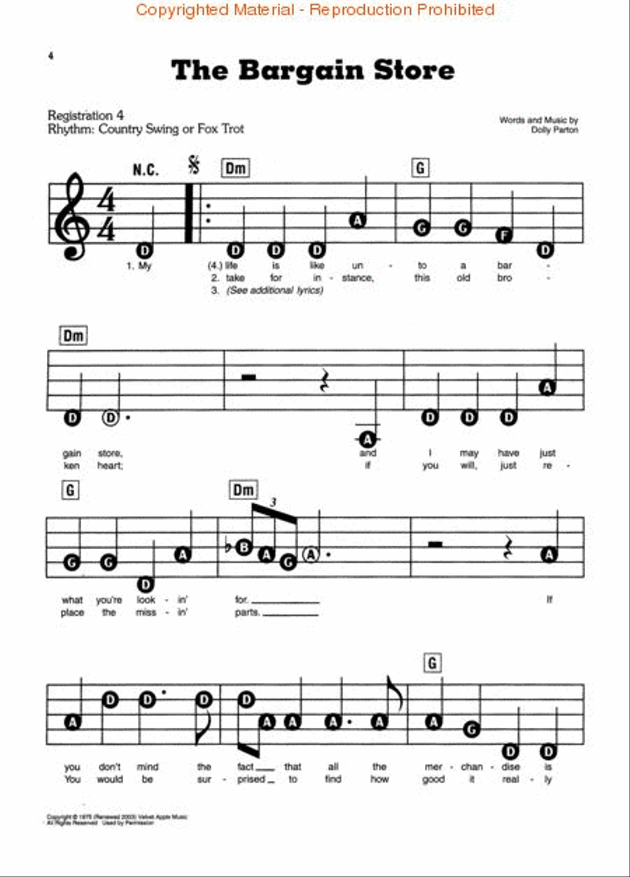 Dolly Parton Electronic Keyboard scores gallery preview page 2