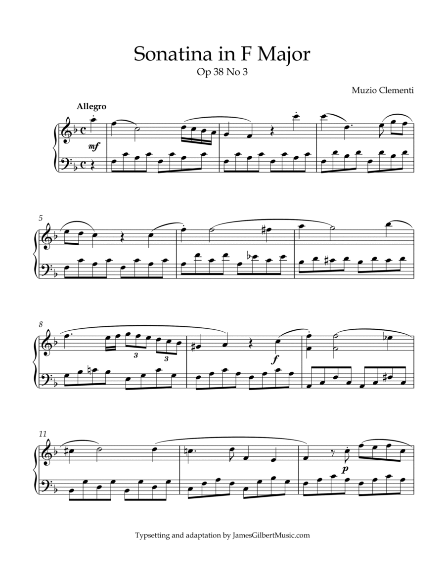 Sonatina Opus 38, Number 3 Piano Method scores gallery preview page 1
