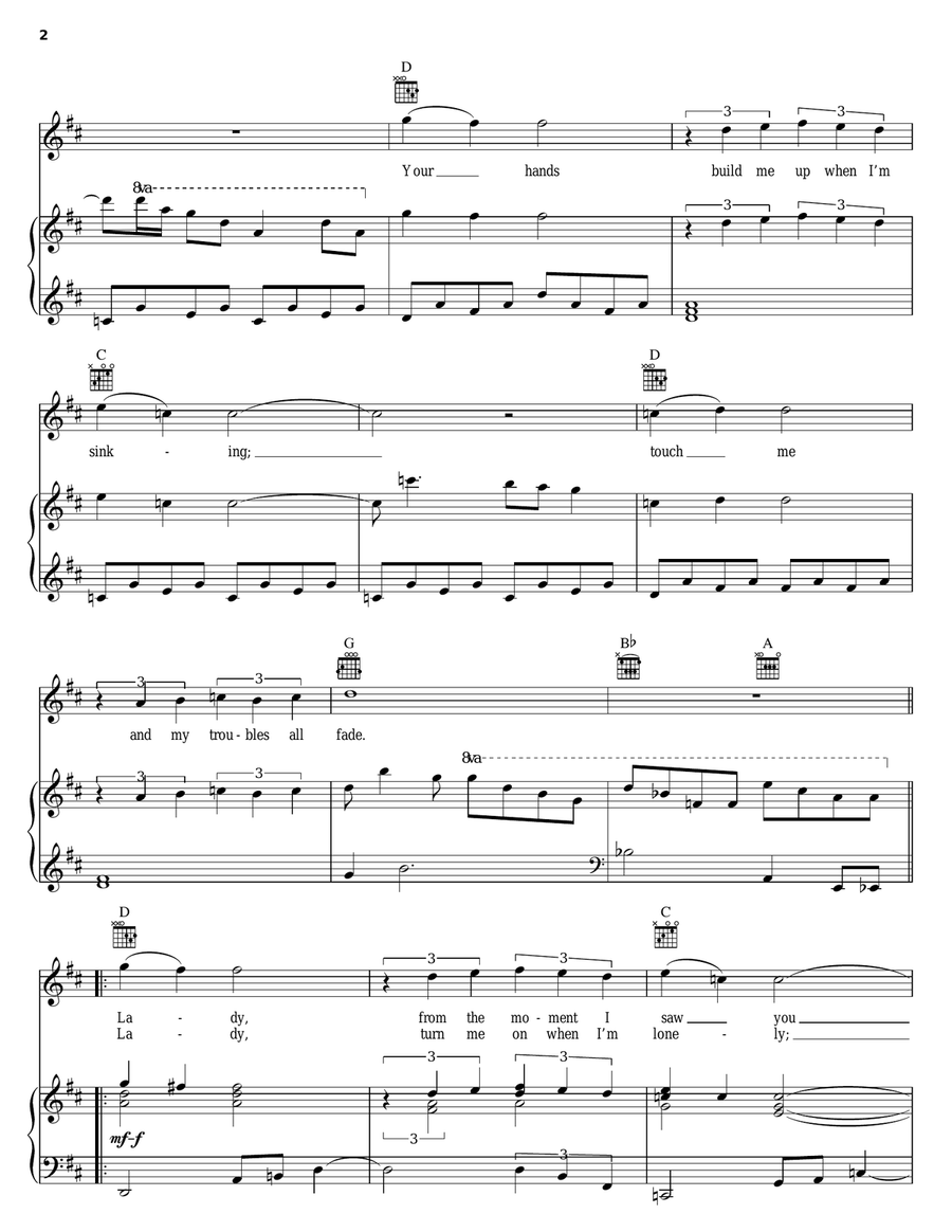 Lady Lady Piano, Vocal, Guitar scores gallery preview page 2