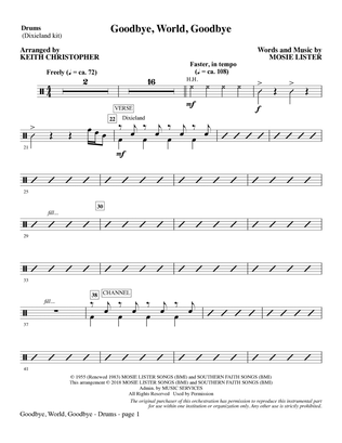 Goodbye, World, Goodbye (arr. Keith Christopher) - Drums