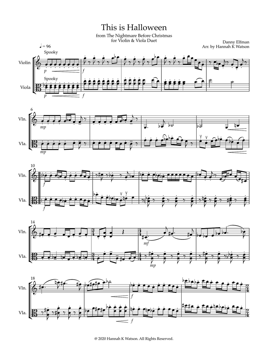 This Is Halloween String Duet scores gallery preview page 1
