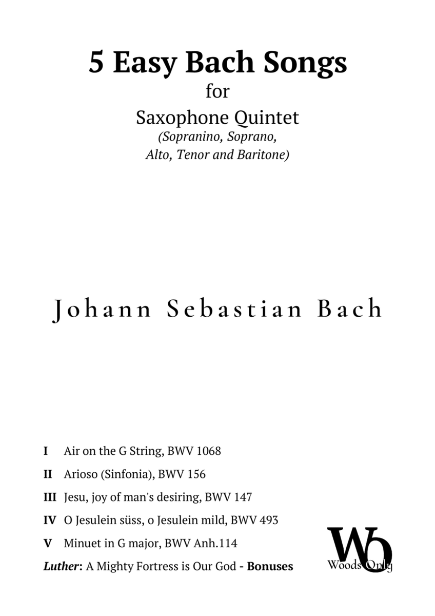 5 Famous Songs by Bach for Saxophone Choir Quintet image number null