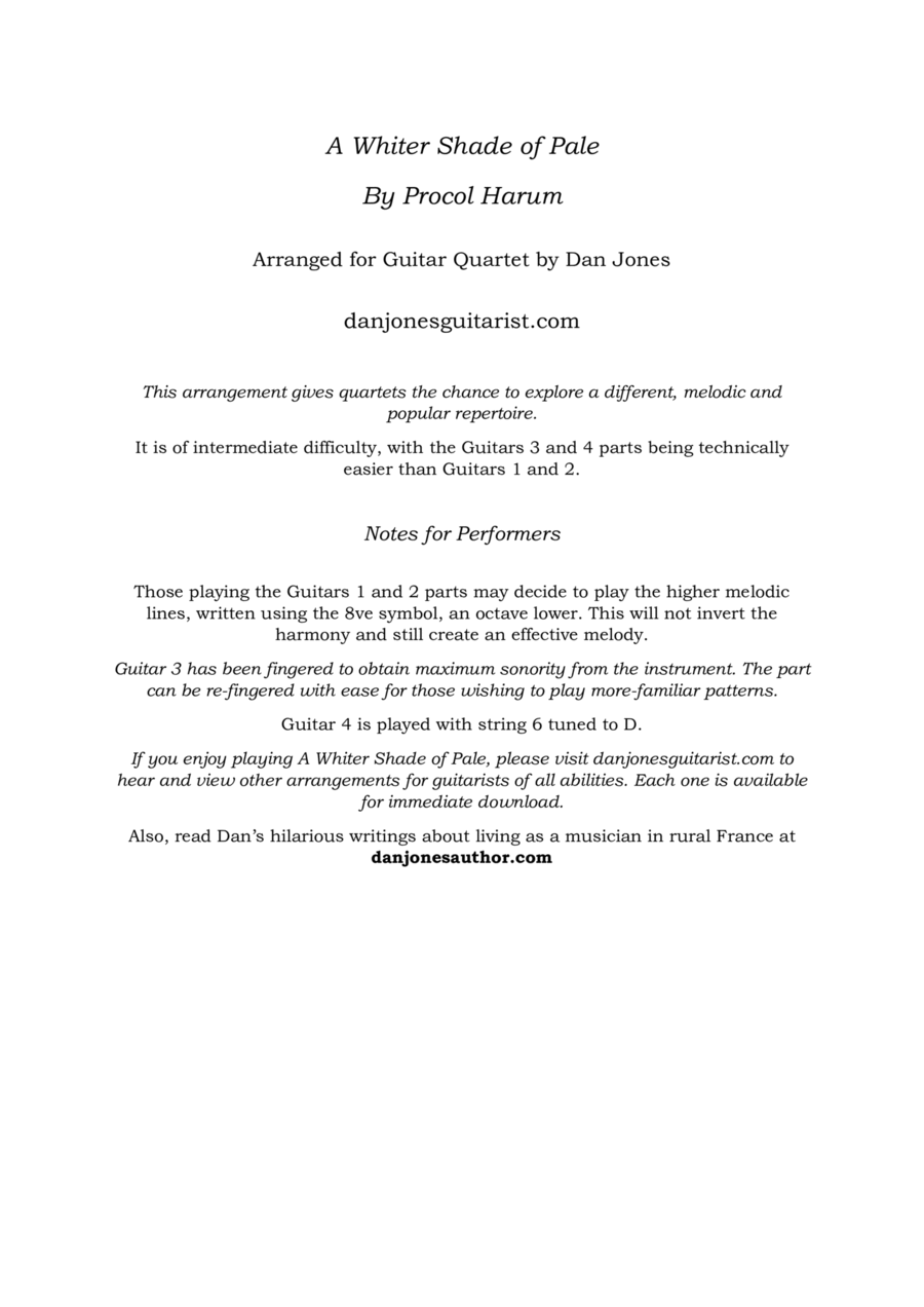 A Whiter Shade Of Pale Guitar Ensemble scores gallery preview page 1