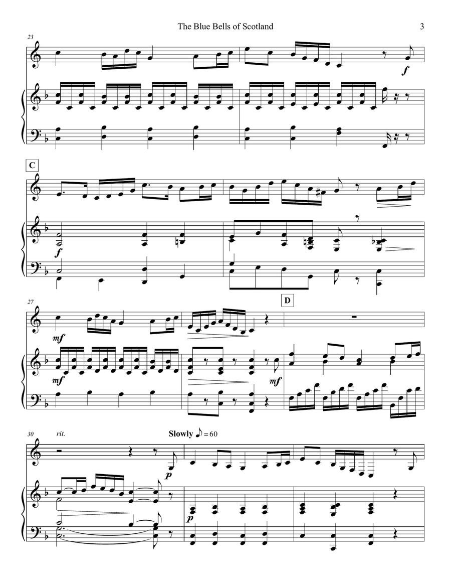 The Blue Bells of Scotland Piano scores gallery preview page 3