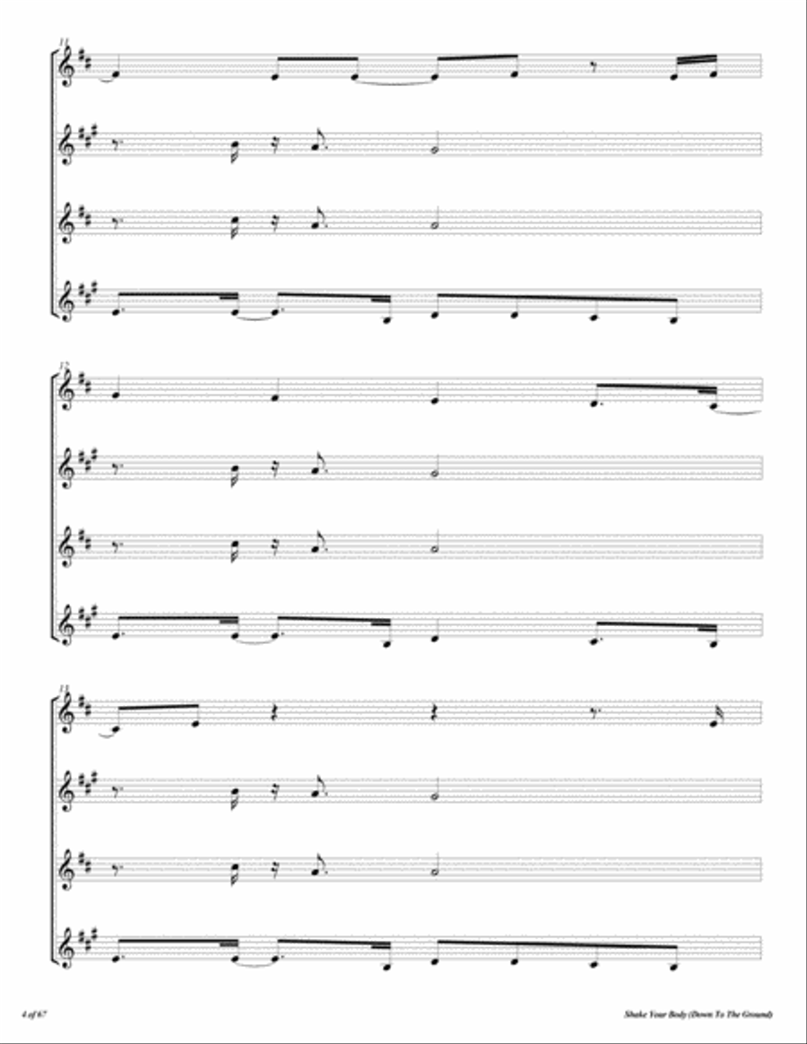 Shake Your Body Down To The Ground Woodwind Quartet scores gallery preview page 5