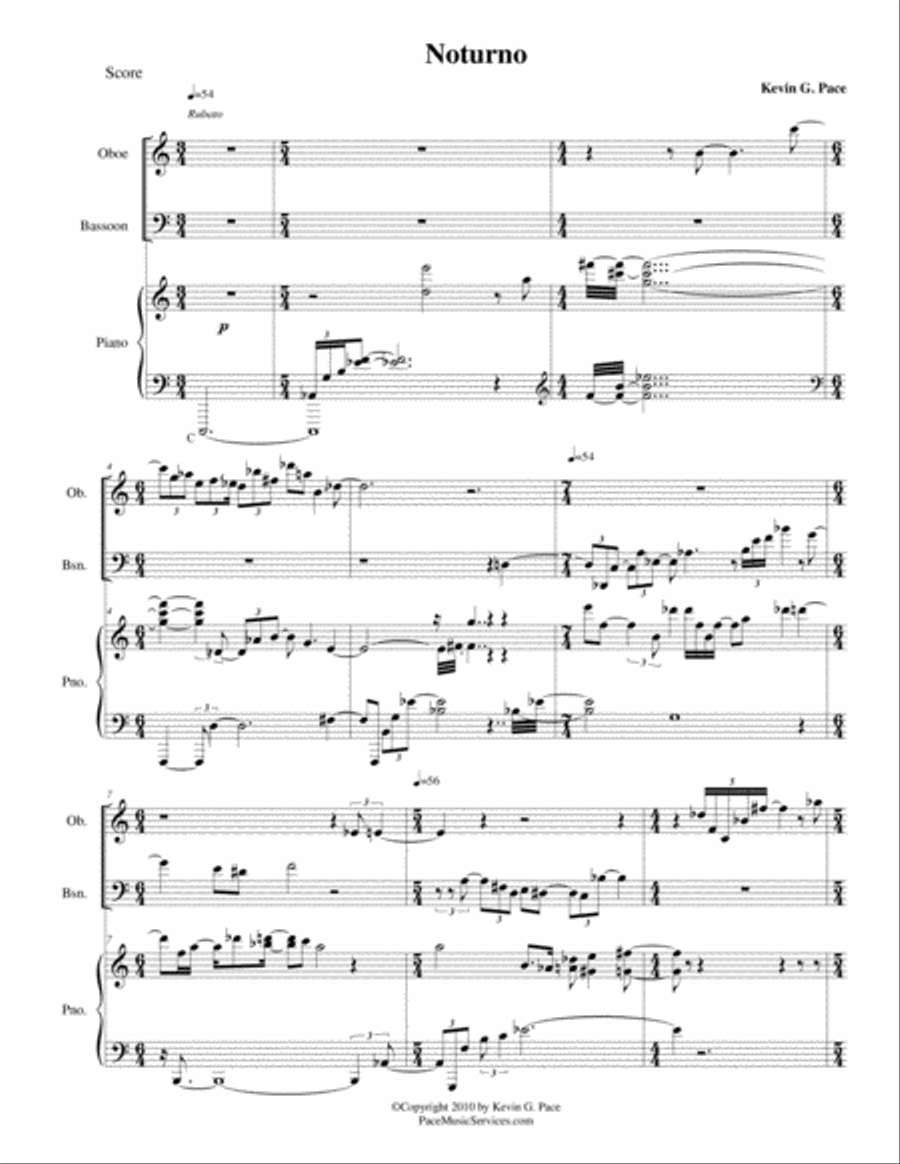Noturno for Oboe, Bassoon, Piano Woodwind Duet scores gallery preview page 2