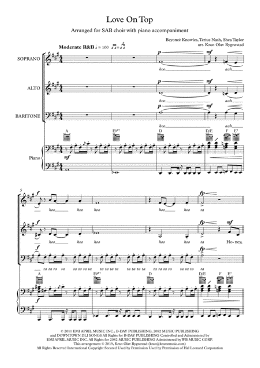 Love On Top 3-Part scores gallery preview page 1