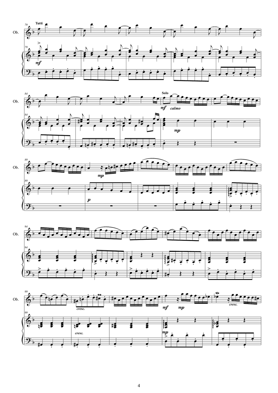 Vivaldi - Oboe Concerto No.9 in D minor RV 454 Op.8 for Oboe and Piano Piano scores gallery preview page 4