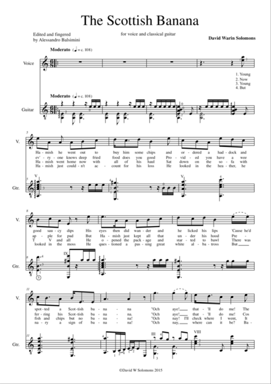 The Scottish Banana for voice and classical guitar Acoustic Guitar scores gallery preview page 1